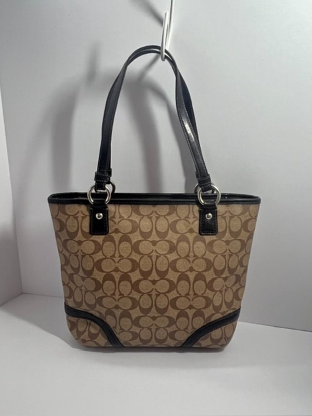 COACH PEYTON HERITAGE TOTE F18917 TAN / DRK BROWN - Picture 4 of 16